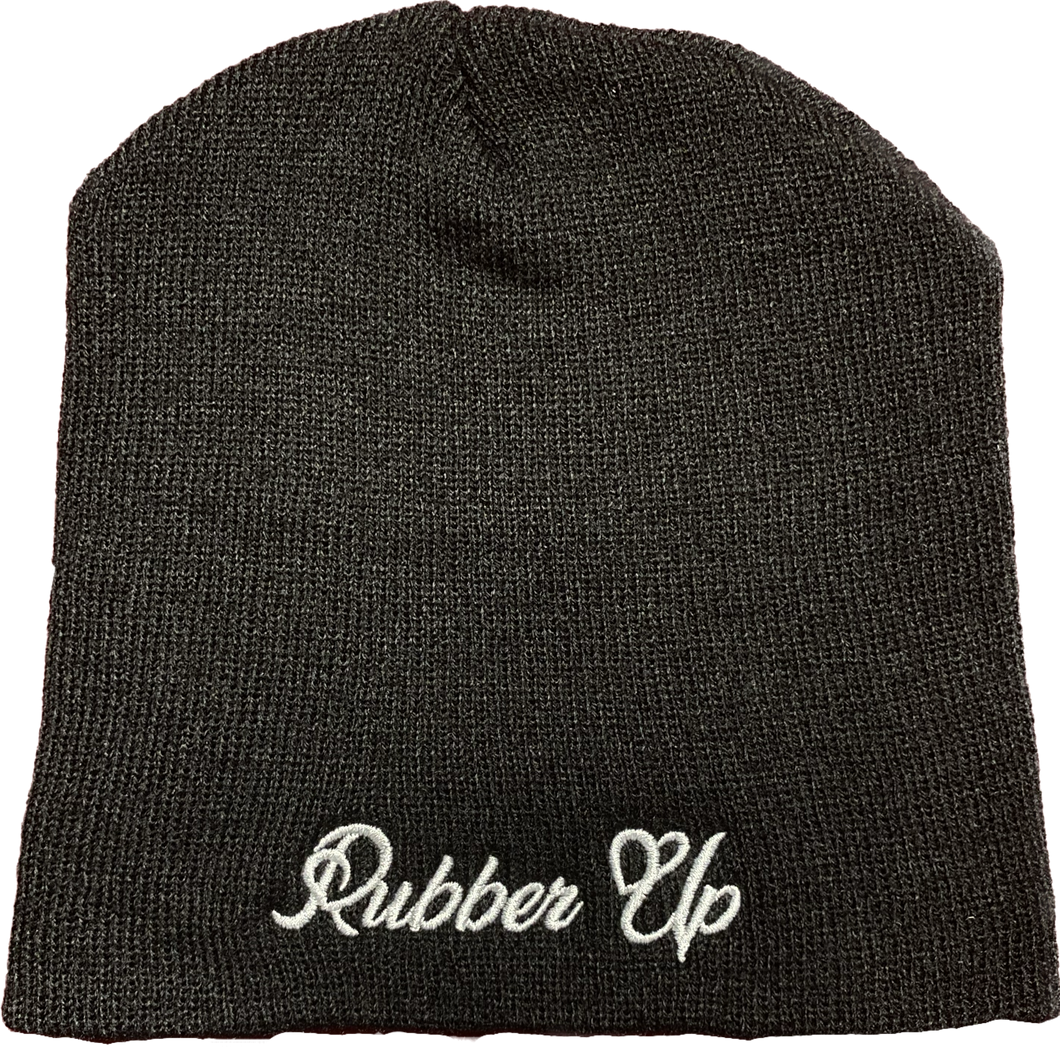 Black Rubber Up Beanie