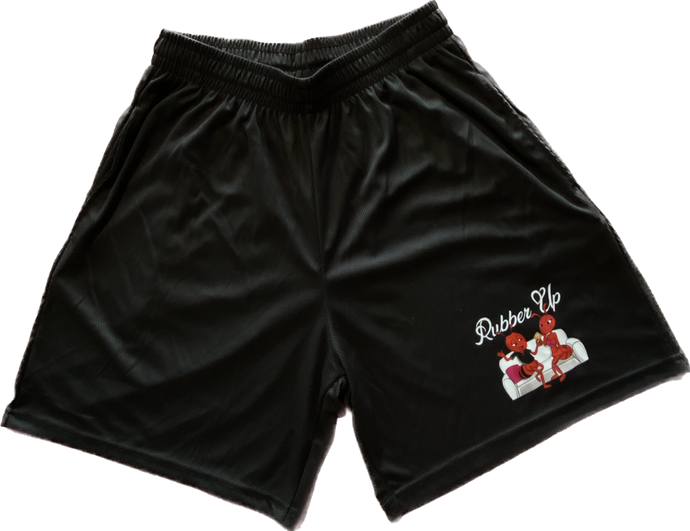 Black Rubber Up Pocketed Shorts